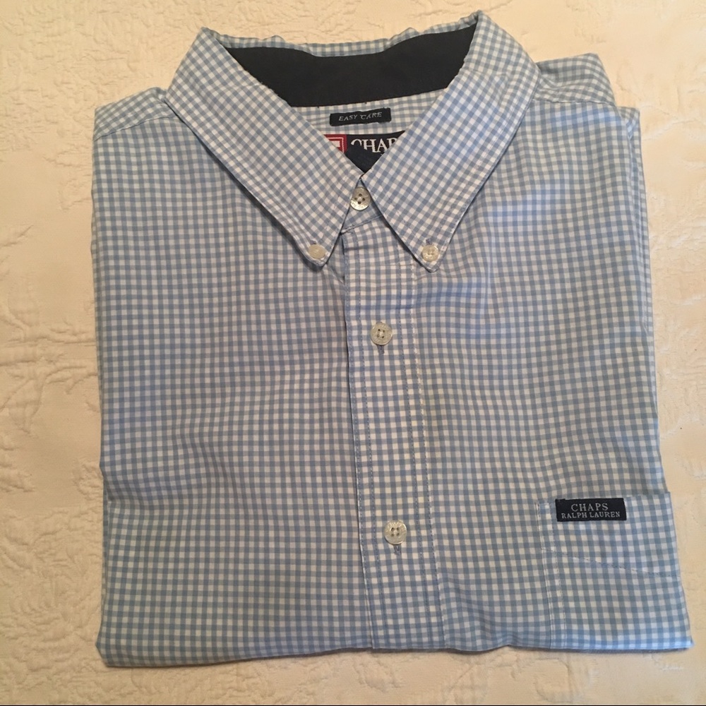 Chaps XXL Light Blue Gingham s/s button down shirt